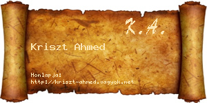 Kriszt Ahmed névjegykártya